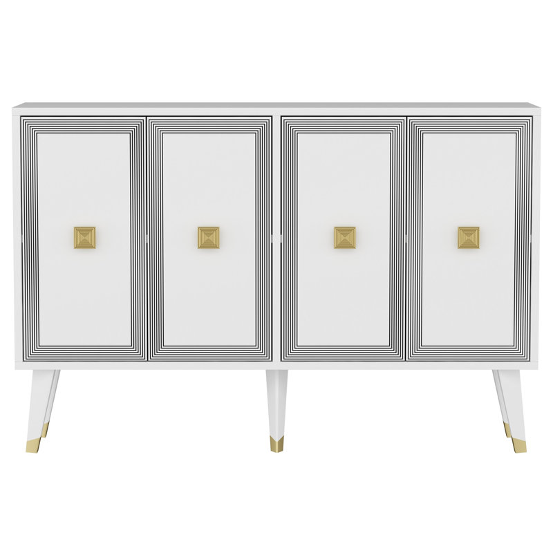 Odessa 80cm Sideboard, White/Gold