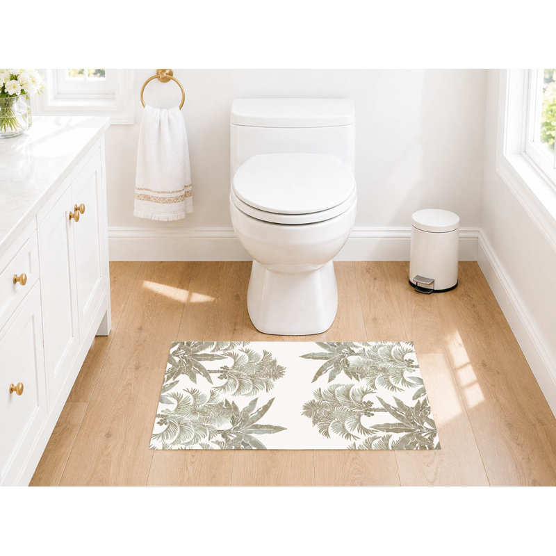 Tapis de toilette rectangulaire absorbant et antidérapant « Dans la jungle », 34" W x 21" L, Charcoal
