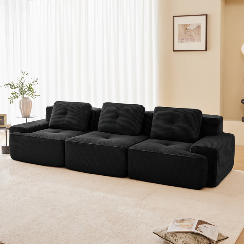 Canapé modulaire moderne 117 "pour salon 117", H 32,7 po x l 117,3 po x P 40,9 po, 3, Noir