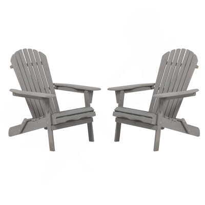 Ensemble de 2 chaises Adirondack pliantes en bois pour l'extérieur avec chaise de patio en bois pré-assemblée pour terrasse
