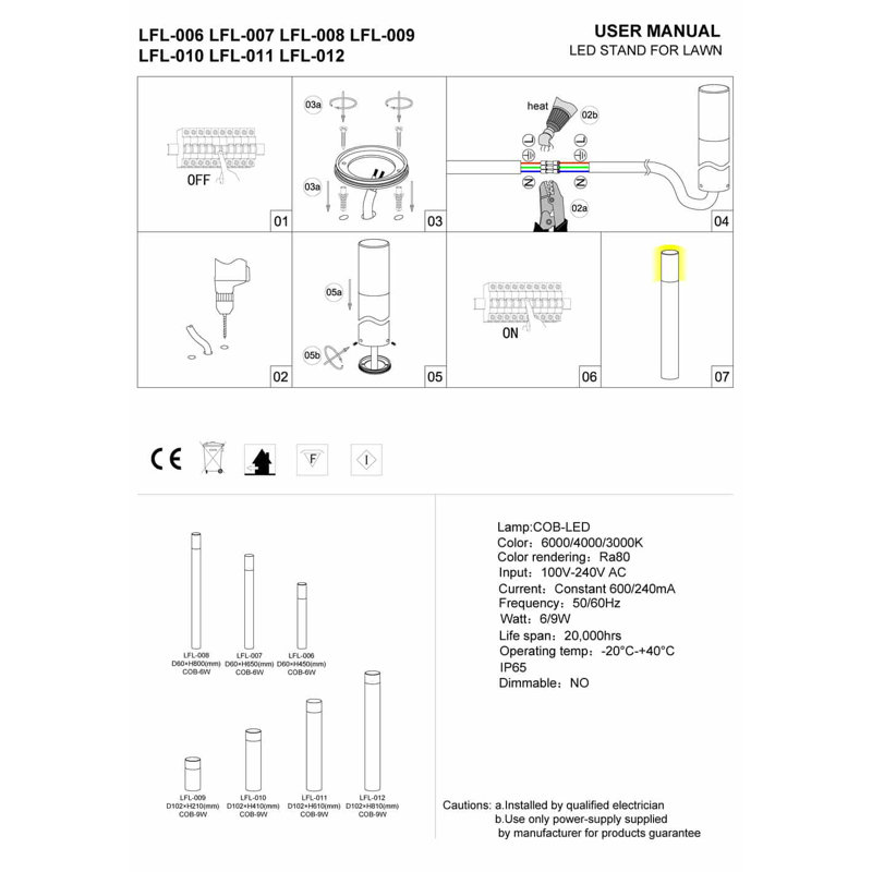 UltraBeam 5 Watt Black LED Driveway and Pathway Bollard Light - IP65 Waterproof, 70cm H x 6cm W x 6cm D