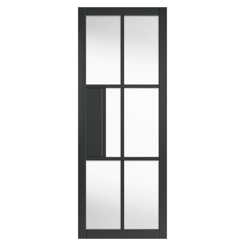 Black Civic Glass Door Prefinished, 198.1 cm H x 76.2 cm W x 3.5 cm D
