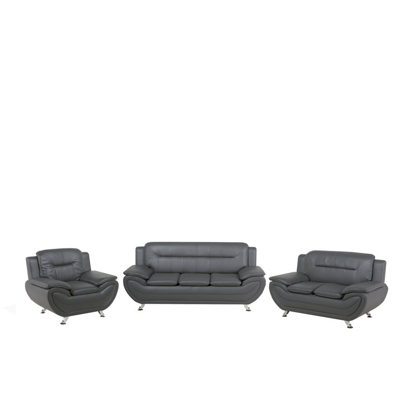 Faux Leather Living Room Set Bundara, Grey