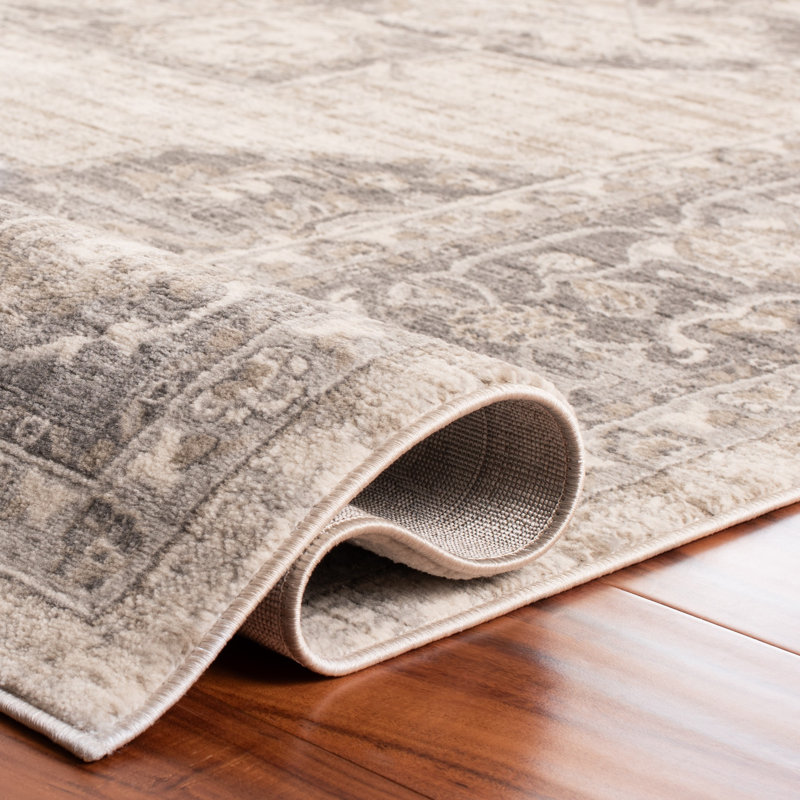 Aurelle Oriental Cream/Gray Area Rug, Square 9'