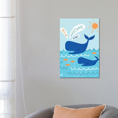 Mama And Baby Whale by Nina Seven - Wrapped Canvas Print