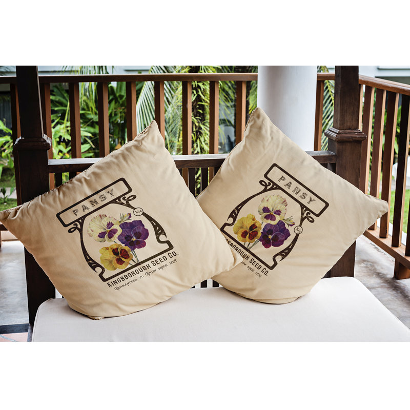 Housse et insert de coussin d'extérieur carré Botanical Blooms, 18 po x 18 po, Crème