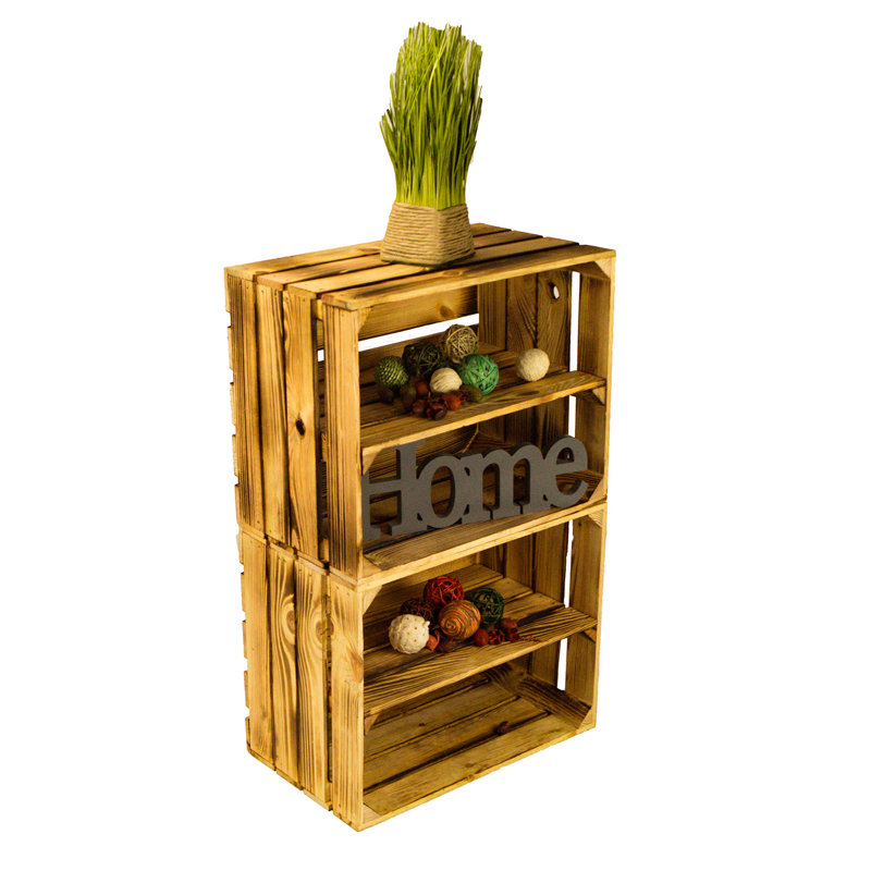 4 Pair Stackable Solid Wood Shoe Rack, Brown