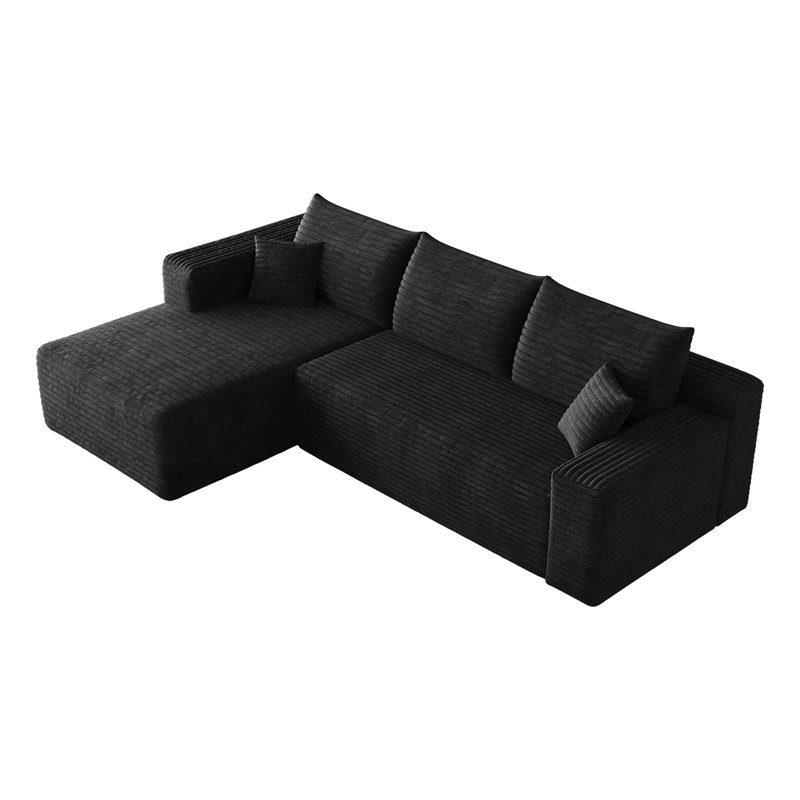Canapé modulaire avec méridienne gauche, Noir