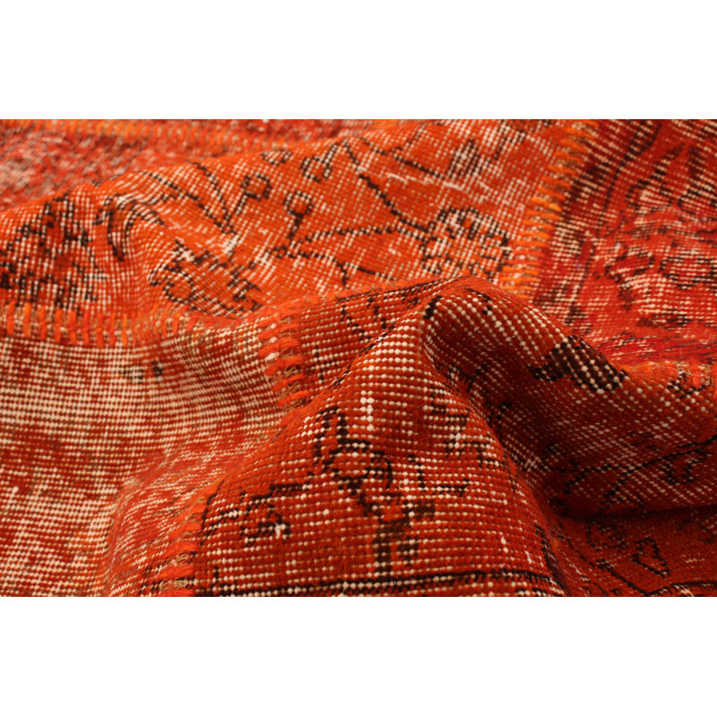 Tapis de surface en laine orange 6 pi 7 po x 9 pi 10 po one-of-kind main-noué la 2010 Lokki