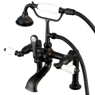 Robinet pour baignoire à pattes à 3 poignées et fixation sur le comptoir à 3 trous et cuivres Kingston