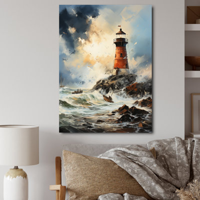 Izuma Vintage Lighthouses Guiding Light I - Lighthouses Wall Art For Living Room