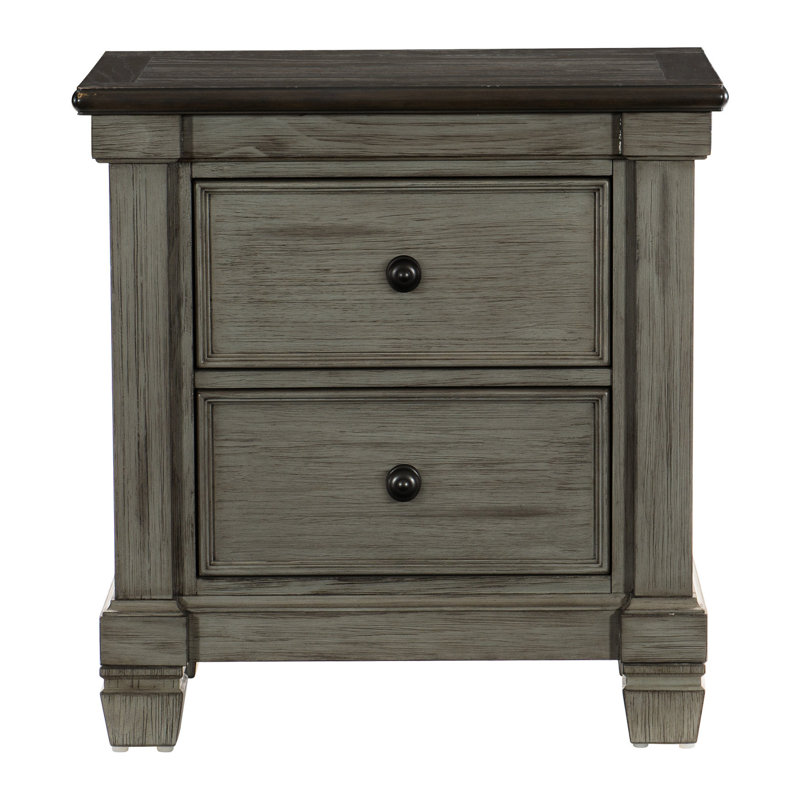 Table de chevet Classic 2 avec café et teintes de gris antique dans une décoration rustique, Café / gris antique