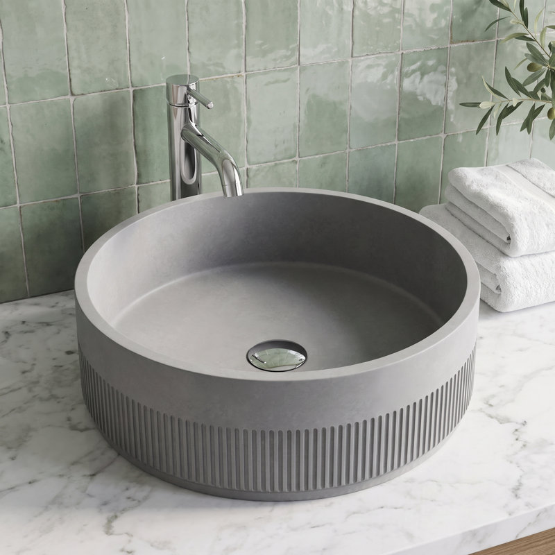 Lavabo vasque rond fait à la main Cypress L 16 po x l 16 po x H 5 po Cypress