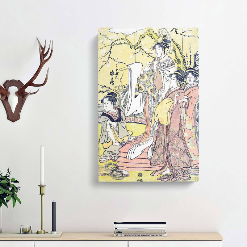Oiran Hinazuru by Kitagawa Utamaro - Wrapped Canvas, 50cm H x 35cm W x 3cm D