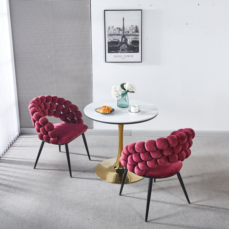 Chaise d'appoint deux pièces avec pieds en métal pour le salon, chaise d'appoint pour l'intérieur, Rouge
