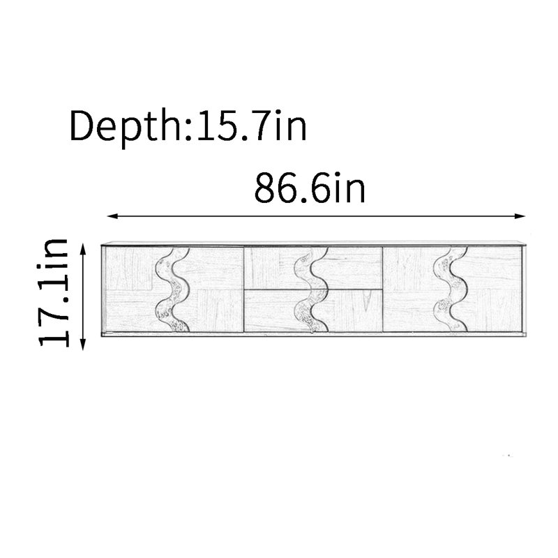 Meuble télé rétro sur pied, H 17,1 po x L 86,6 po x l 15,7 po, Noir / noyer