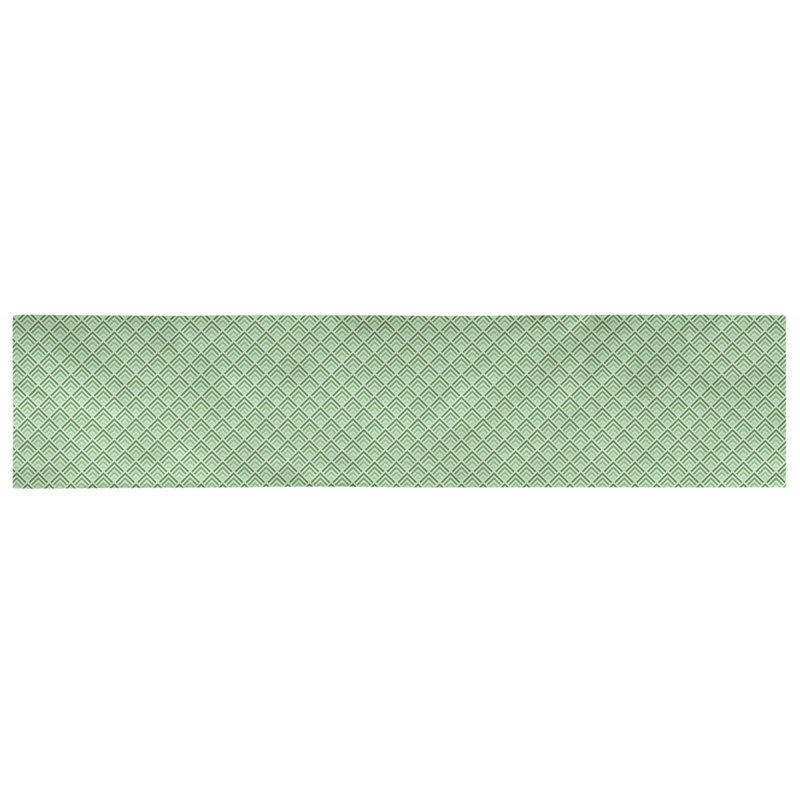 Chemin de table géométrique Avicia, 73,5 po x 17,5 po, Polyester, Vert
