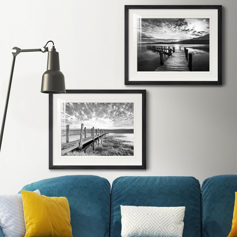 Reproduction de photo sur toile, Papier avec cadre noir, Blanc mat