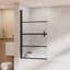 Porte de baignoire l 31,54 po x H 55,04 po avec porte de douche à panneau pivotant en verre noir 180 °