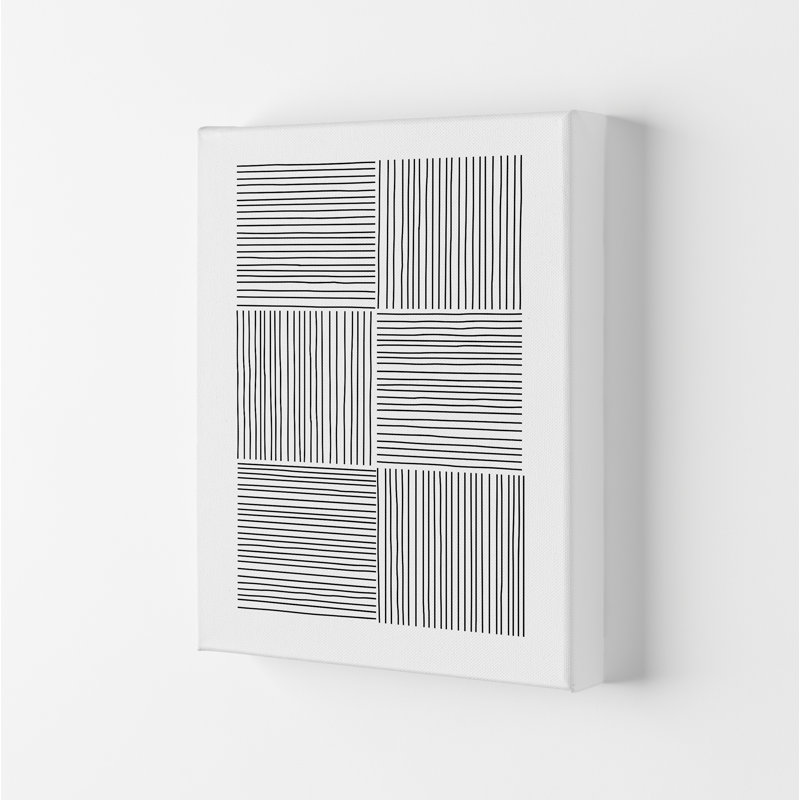 Black And White Squared Lines - Print, No Frame, 42cm H x 30cm W x 1cm D