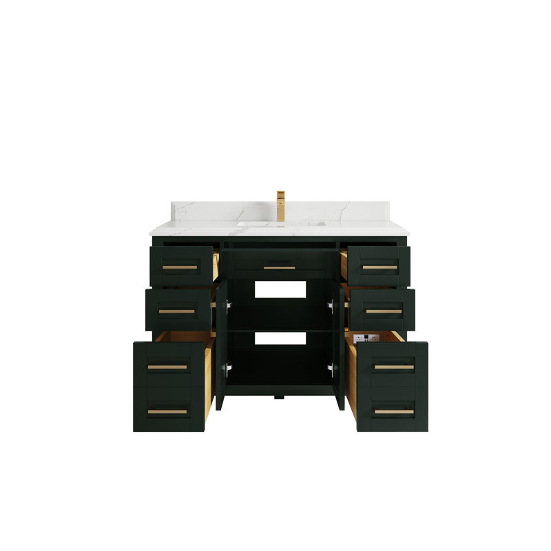 Ensemble de meuble-lavabo simple 48 po, Calacatta Laza, Noir