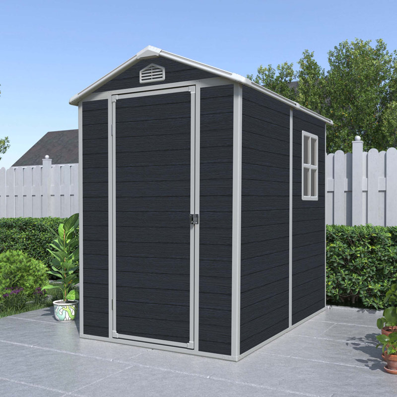 Ensemble de remise d'extérieur en résine 4 x 6 pi - parfait pour ranger les meubles de patio, noir