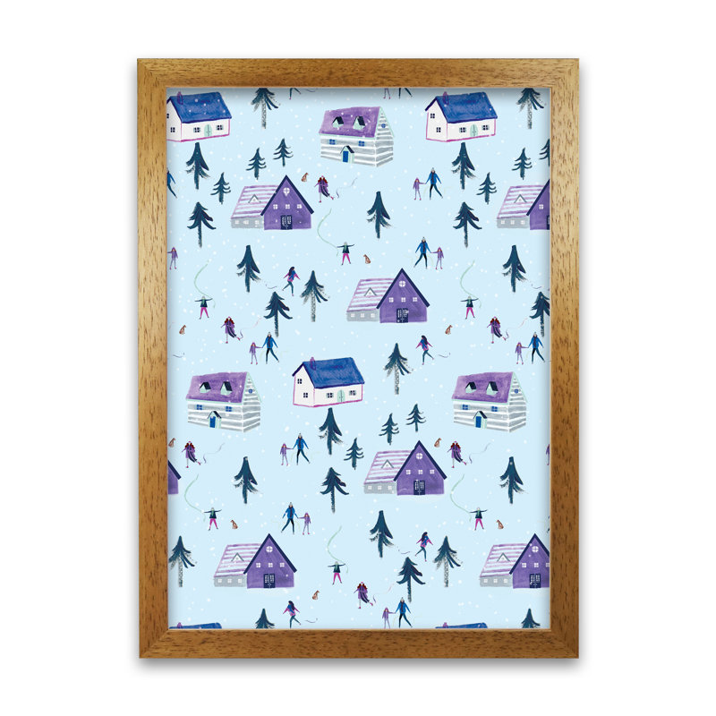 Skaters by Laura Irwin - Print, Oak Framed, 42cm H x 29.7cm W x 3cm D