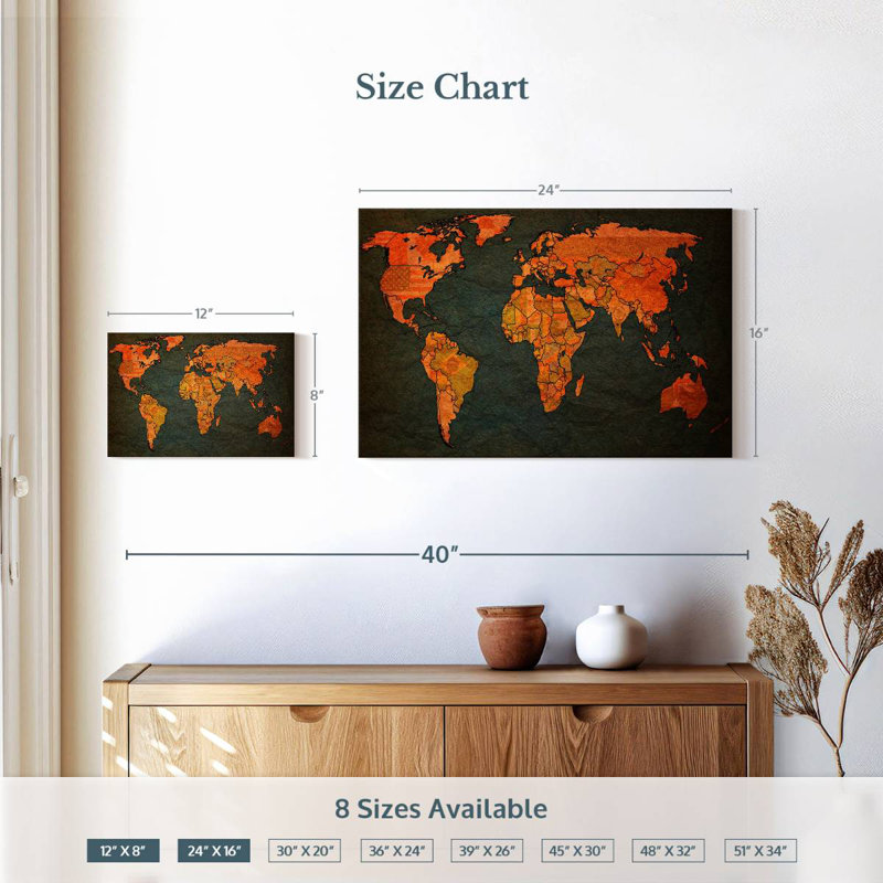 Aliaz Flags World Map, 16" H x 24" W