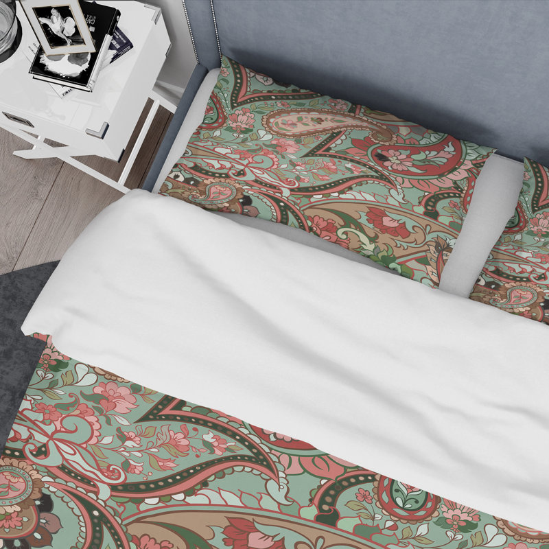 Cachemire floral multicolore - ensemble de housse de couette abstrait - microfibre de polyester