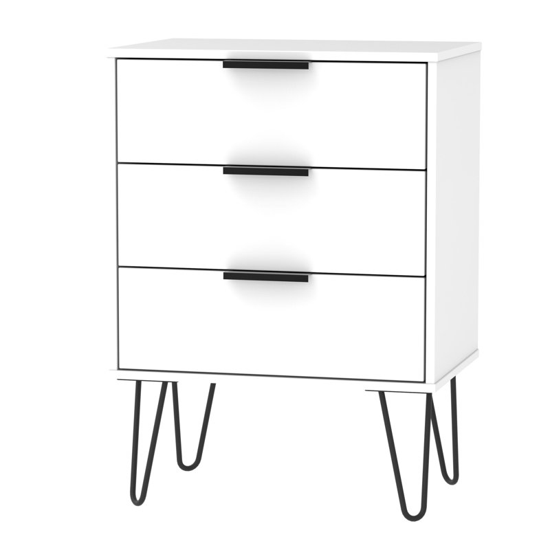 Fully Assembled Berryhill 3 Drawer Chest, White Matt