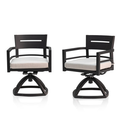 Outdoor Aluminum Frame Rocking Swivel Dining Chair With Sunbrella Cushion by Red Barrel Studio