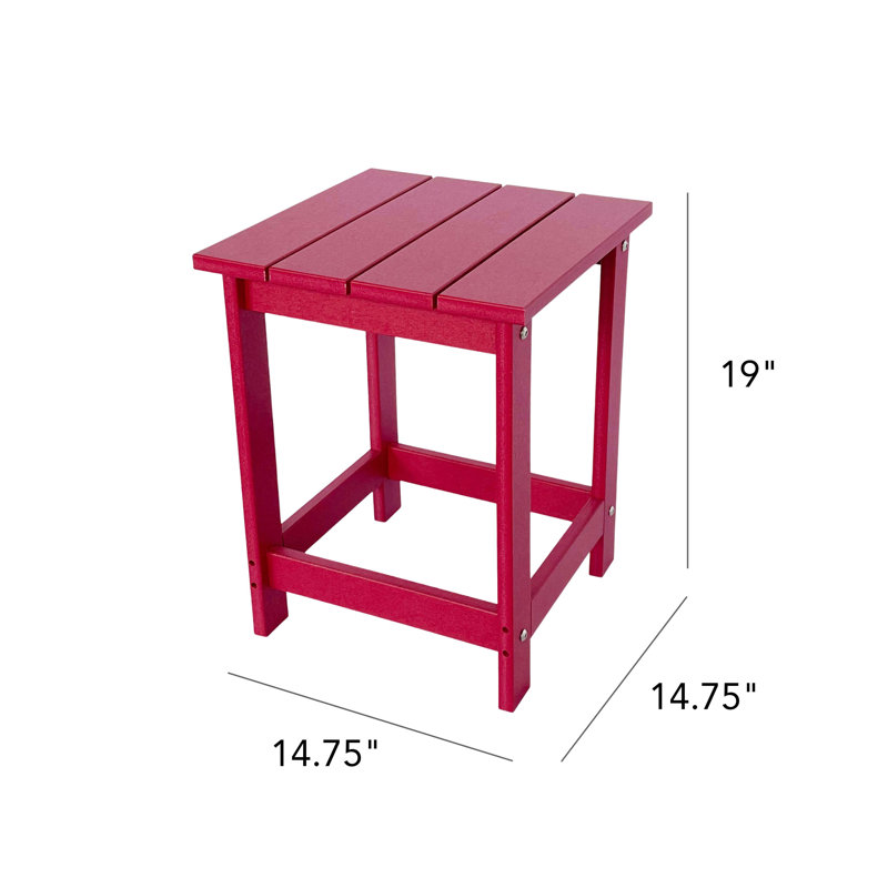 Ensemble de chaise Adirondack moderne en PEHD résistant aux intempéries avec table d'appoint Arenijus, Rouge