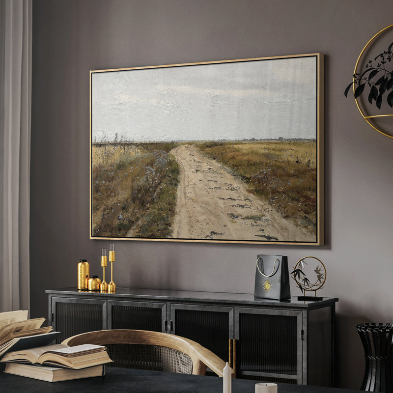 " Vintage Landscape-LI ", Natural Floater Framed Canvas, 17" H x 25" W x 2'' D