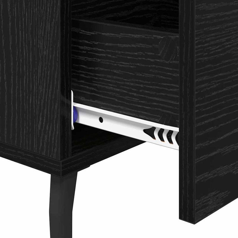 40cm W Manufactured Wood Bedside Table, Black Oak