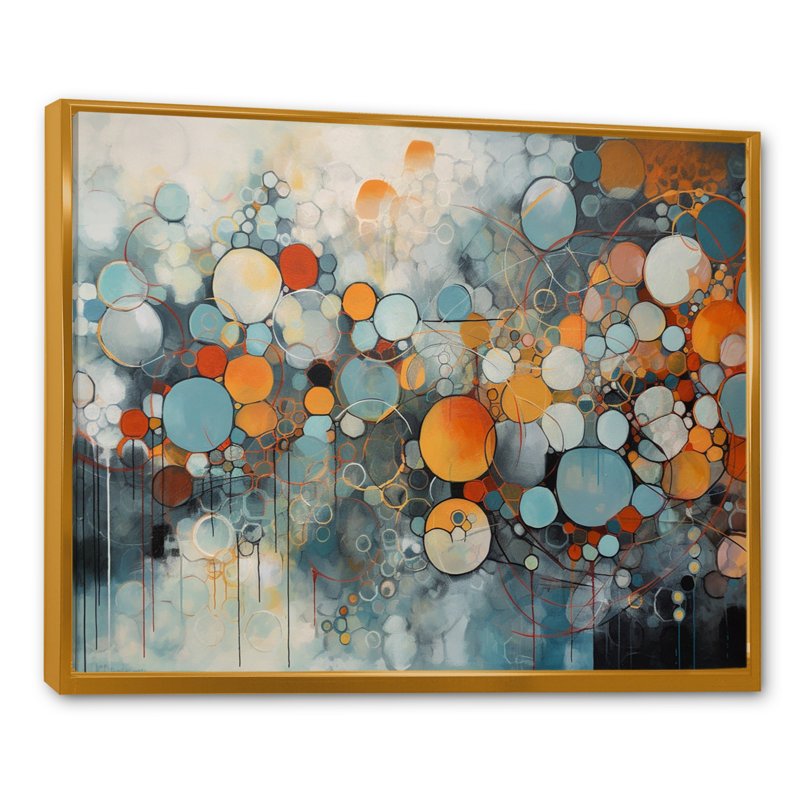 Illusions géométriques orange et bleues - Impressions encadrées géométriques abstraites, H 24 po x l 32 po x P 1 po
