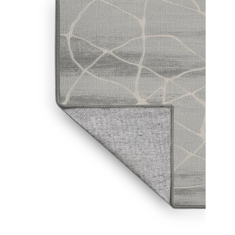 Machine Washable Abstract Gray Area Rug, Rectangle 2' x 3'