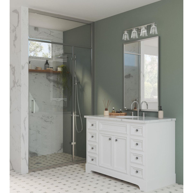 Éclairage de salle de bain à intensité variable à 4 lumières Rozena, Transparent, Nickel brossé