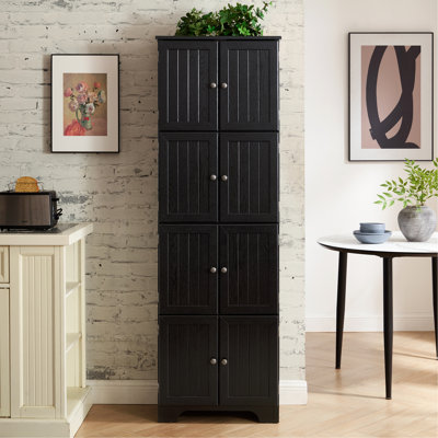 72.4" Tall Storage Cabinet Tall Storage Cabinet with 8 Doors and 4 Shelves ,Bookshelf Living Room, Kitchen, Dining Room, Office  Freestanding Storage Cabinet