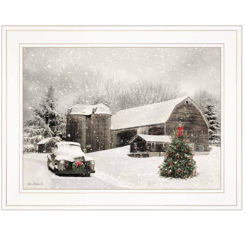 «Farmhouse Christmas», art mural encadré pour le salon, reproduction murale encadrée par Lori Deiter, Blanc