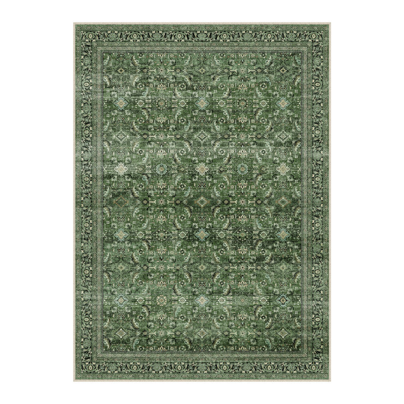 Tapis verts Goudeau pour le salon avec envers antidérapant, 0.35", Rectangle 5 pi x 7 pi