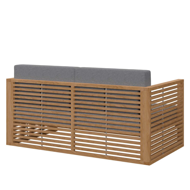Ensemble de patio d'extérieur en bois de teck 3 pièces , Mélange de lin gris