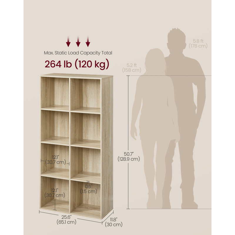 Carrie 129.5cm H x 65.5cm W Cube Bookcase, Oak