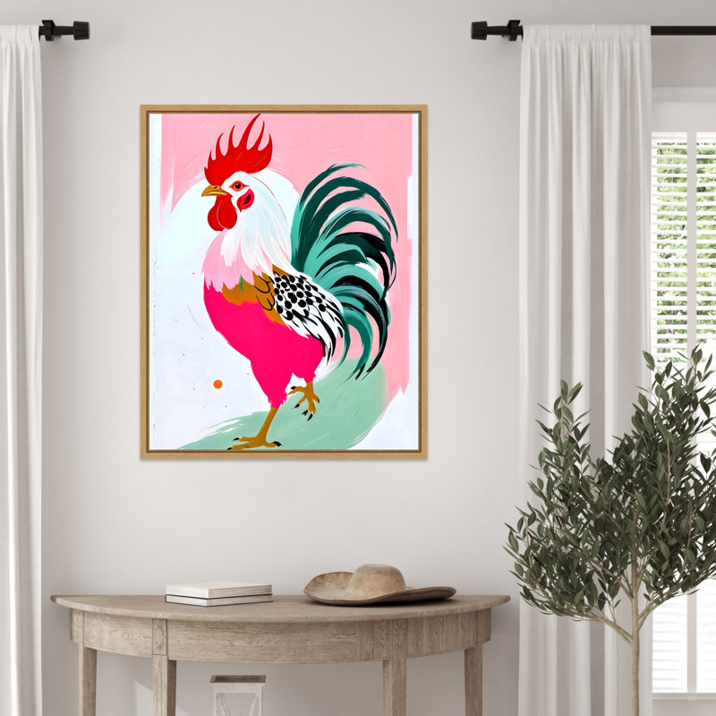 «Rooster» par Maupin, reproduction d'art sur toile encadrée, H 28 po x l 23 po