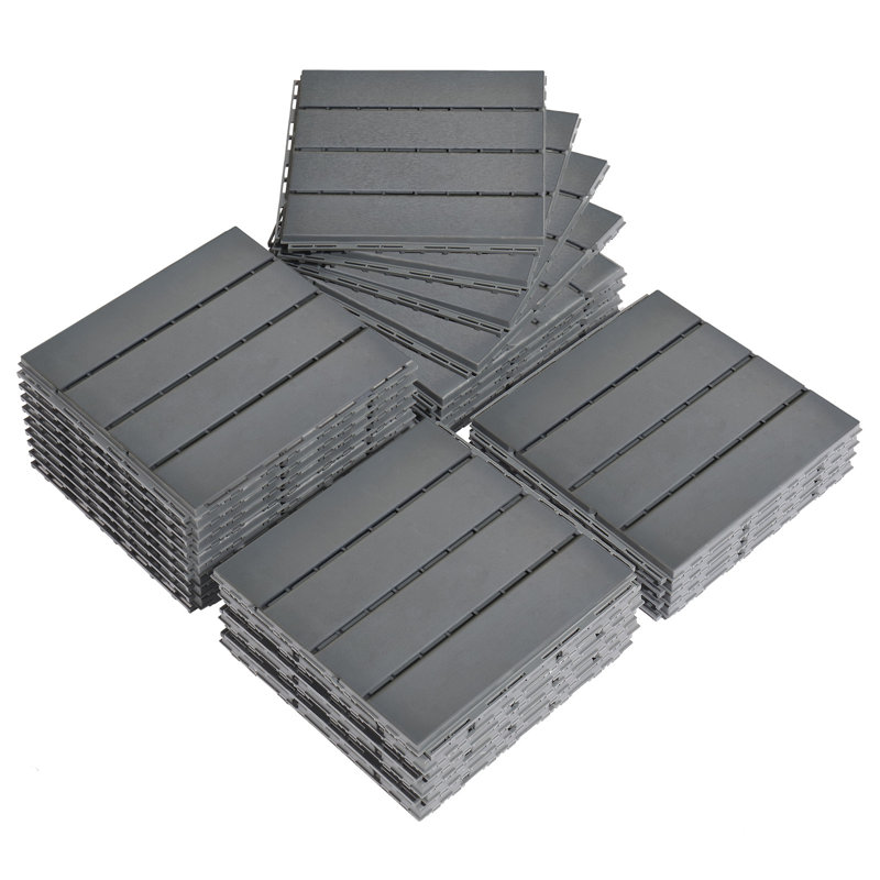 Carreau de terrasse emboîtable en plastique 11,8 po x l 11,8 po (ensemble de 27)