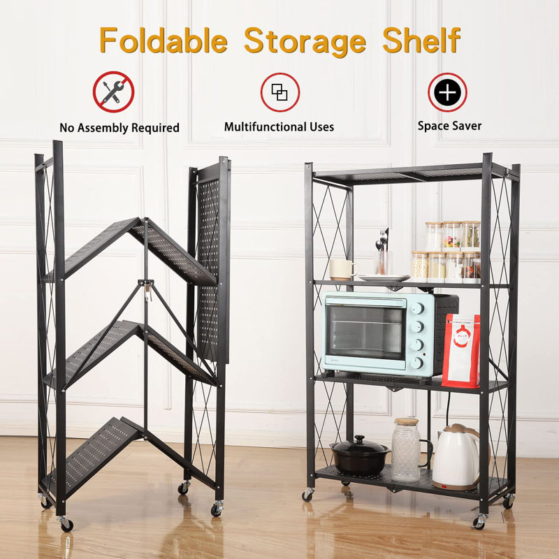 Aleander 27.95'' W Steel Shelving Unit with Wheels, White