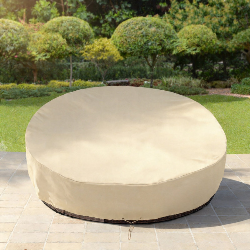 Housse de lit de jour ronde résistante et imperméable, 75 po de diamètre x H 35 po / 16 po, 1 pièce, (beige)