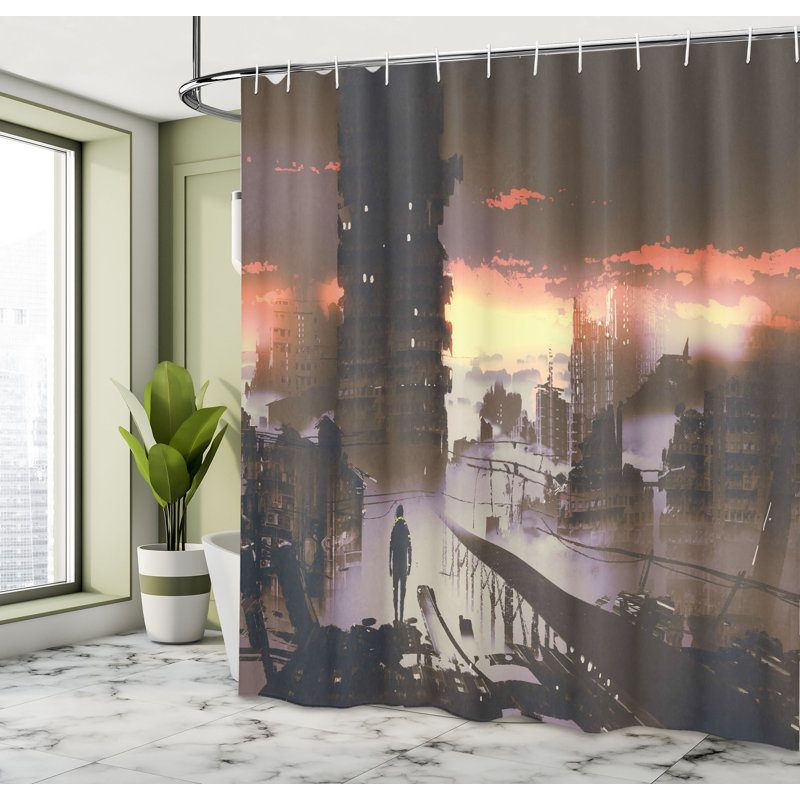 Shower Curtain with Hooks Included, 70"H x 69"W
