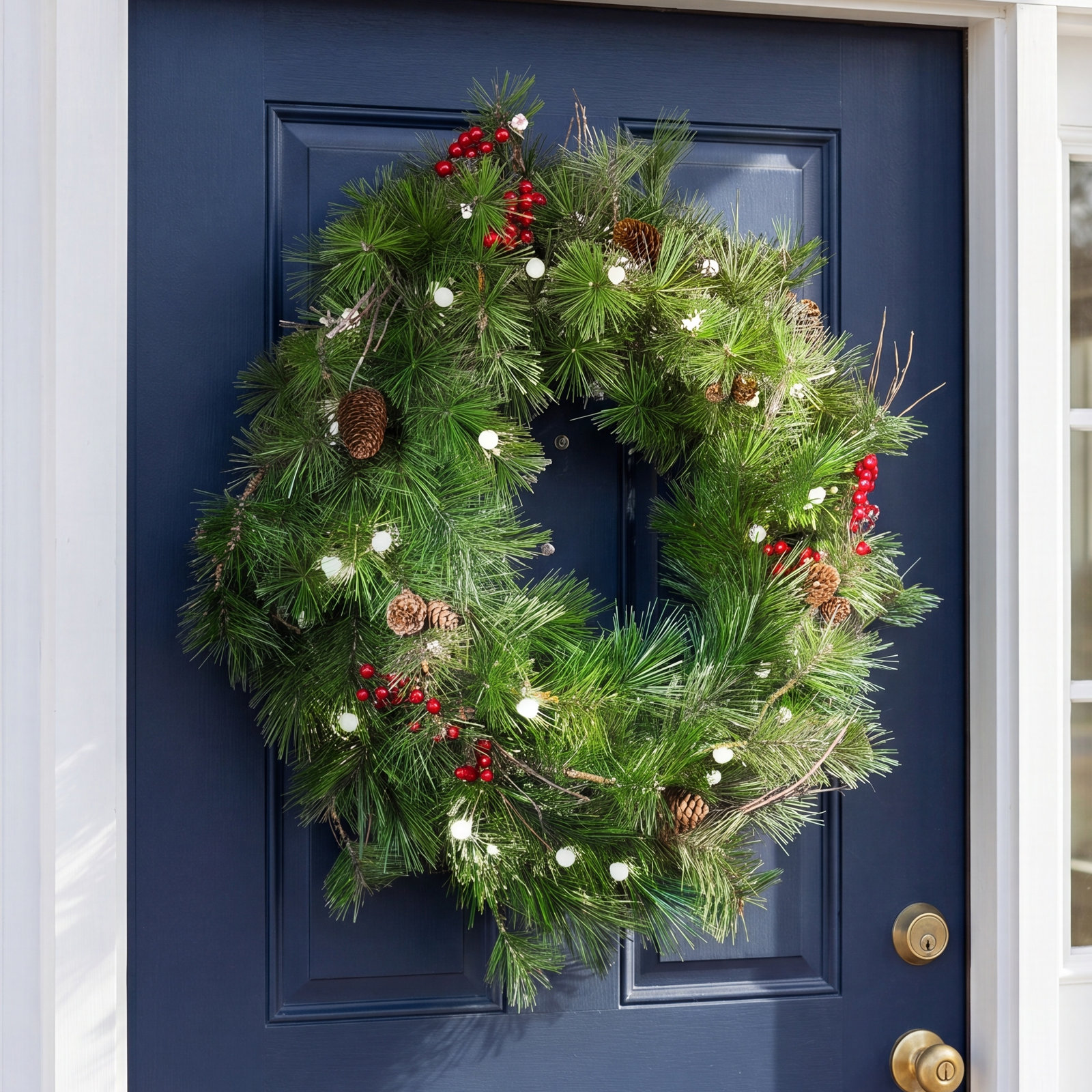 Faux Pine Lighted Wreath, 24"