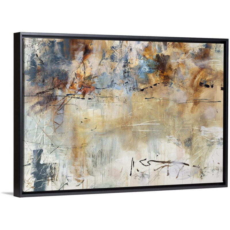 « journal rosé », peinture sur toile, H 33,7 po x l 49,7 po x P 1,75 po, Cadre flottant noir