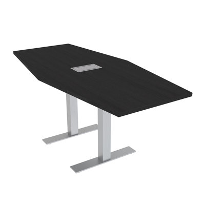 Table de conférence hexagonale avec bases en T et module d'alimentation